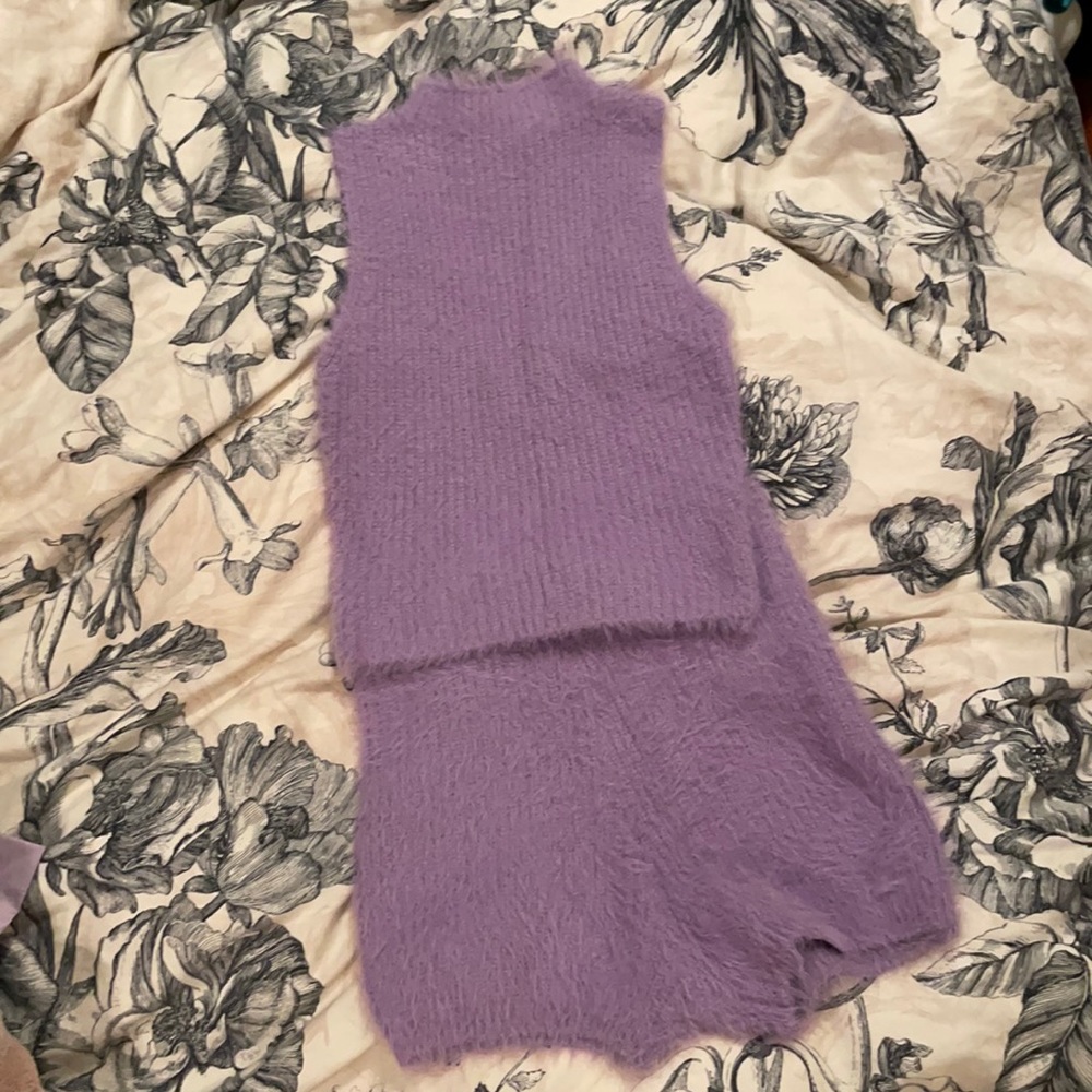 Zara lilac fuzzy sweater set
